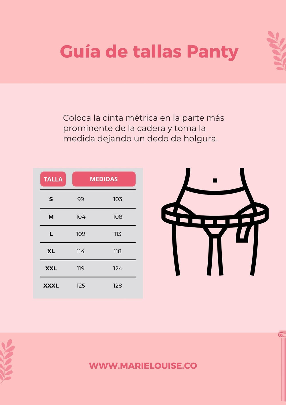 Guía de tallas panties